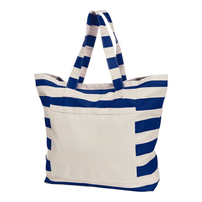 Kundengeschenk Shopper HALFAR® BEACH – marineblau – mit Logodruck, schwerer Baumwoll-Shopper mit Klettverschluss für Messen
