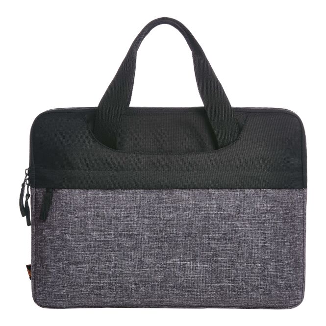 Firmengeschenk Laptop-Mappe HALFAR® ELEGANCE – schwarz-grau – mit Logo bedruckt, gepolstertes Fach, perfekte Business-Tasche