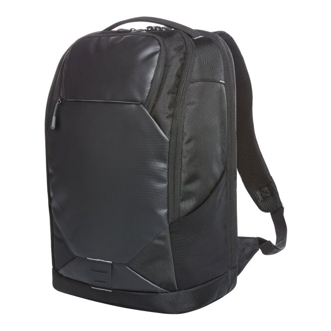 Mitarbeitergeschenk Rucksack HALFAR HASHTAG – schwarz – mit Logodruck für 17 Zoll Notebooks, idealer Business-Begleiter