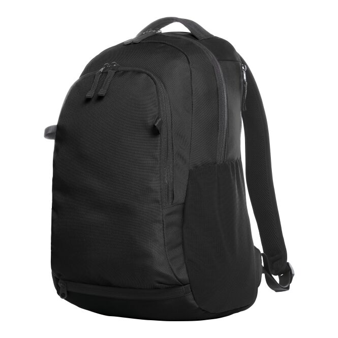 Mitarbeitergeschenk Rucksack HALFAR TEAM – schwarz – mit Logodruck, erweiterbares Volumen, perfekt für den einheitlichen Firmenauftritt