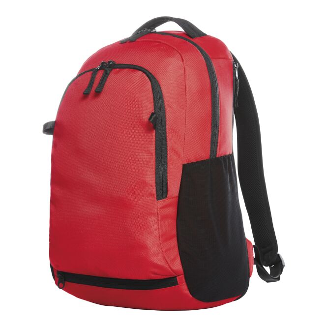 Mitarbeitergeschenk Rucksack HALFAR TEAM – rot – mit Logodruck, großes Hauptfach, idealer Sportrucksack für Messen & Events