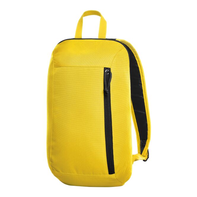 Mitarbeitergeschenk Rucksack HALFAR FLOW – gelb – mit Logodruck gepolsterte Gurte sportlicher Daypack für Messe & Events