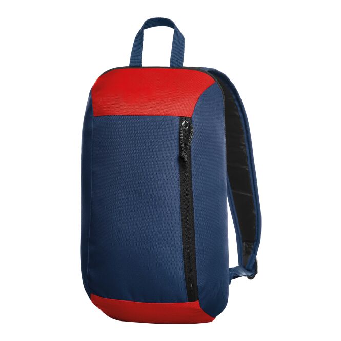Mitarbeitergeschenk Rucksack HALFAR FRESH – marineblau-rot – mit Logodruck gepolstert mit Vortasche hochwertiger Tagesrucksack
