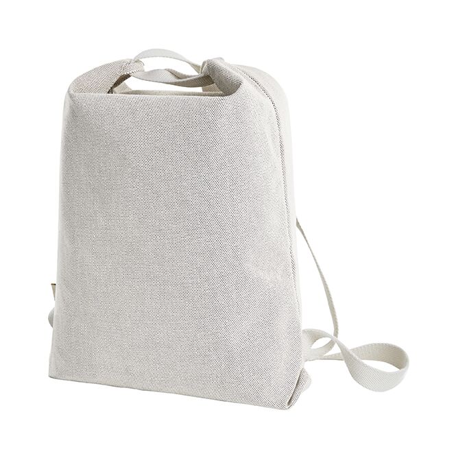 Mitarbeitergeschenk Rucksack Halfar LOOM – hellgrau – mit Logodruck, als Schultertasche tragbar, idealer Firmenartikel