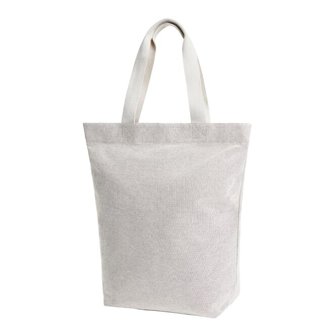 Kundengeschenk Shopper HALF-AR LOOM – hellgrau – mit Logodruck, robust mit Reißverschlussfächern, ideale Tragetasche für Events