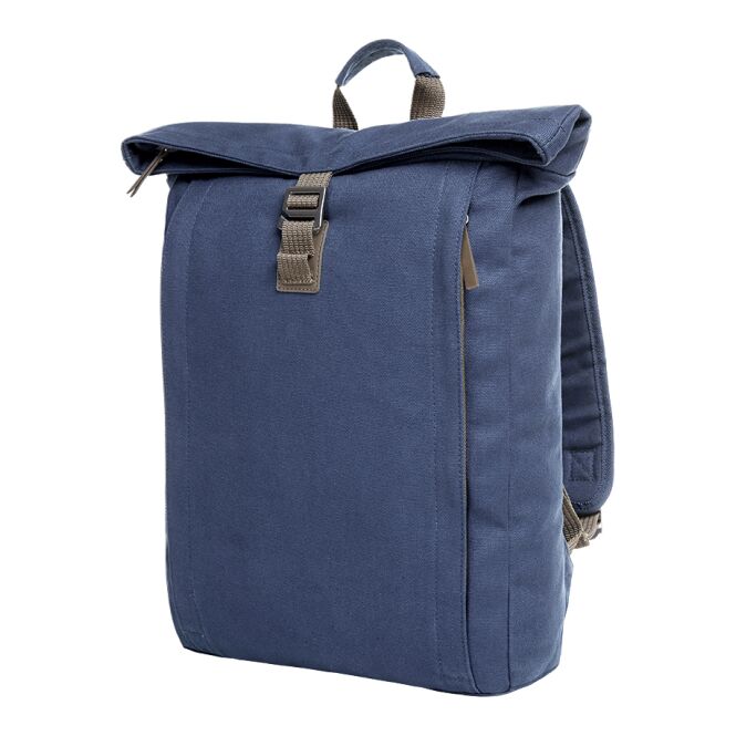 Mitarbeitergeschenk Rucksack HALFAR COUNTRY – marineblau – mit Logo bedruckt, gepolstert, mit Vortasche für Firmenauftritte