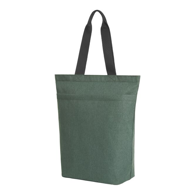 Firmengeschenk Shopper HALFAR® CIRCLE – grün – mit Logodruck, rPET-Material mit Reißverschluss, praktische Einkaufstasche