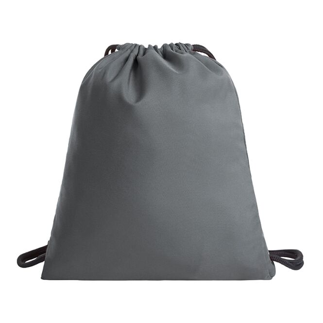 Firmengeschenk Zugbeutel HALF AR® CARE – anthrazit – mit Logodruck rPET-Rucksack, idealer Begleiter für Messen & Events