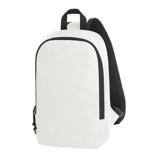 Kundengeschenk Monostrap HALFAR® TREND – weiss – mit Logodruck, gepolsterter Schultergurt, idealer Rucksack für Messen & Events