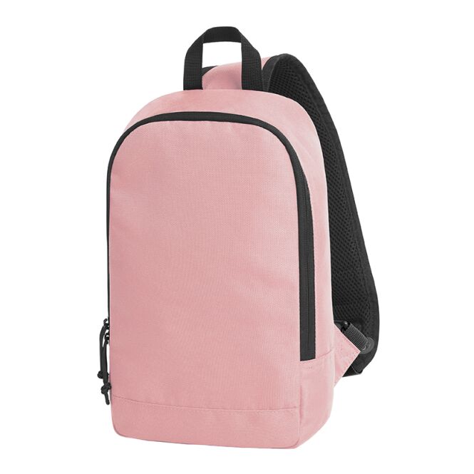 Kundengeschenk Rucksack Halfar Monostrap TREND – rosa – mit Logodruck – moderner Einzeltaschen-Rucksack für Messen & Events