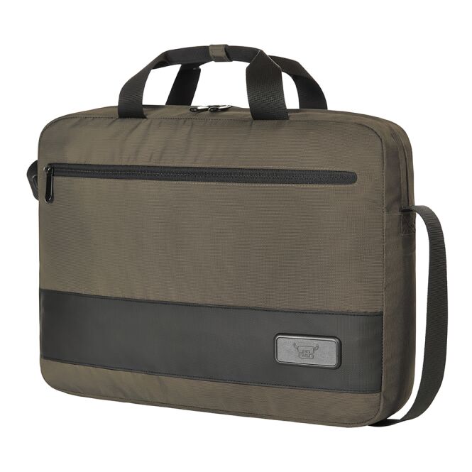 Mitarbeitergeschenk Laptoptasche HALFAR STAGE – beige – mit Logodruck gepolstertes Fach für Business-Dokumententasche