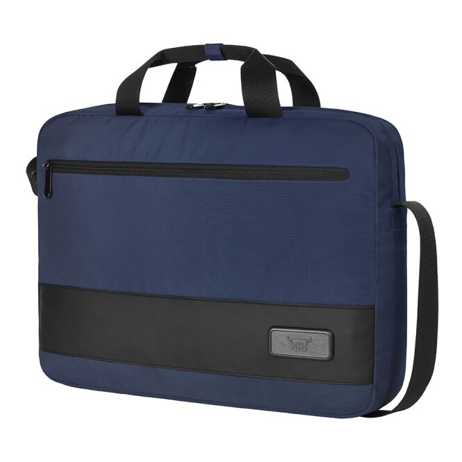 Firmengeschenk Laptoptasche HALFAR® STAGE – marineblau – mit Logodruck gepolstertes Fach 2-Wege-Reißverschluss Business-Tasche