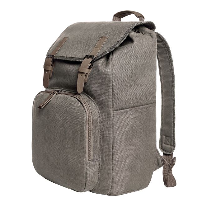 Firmengeschenk Rucksack HALFAR COUNTRY – beige – mit Logodruck gepolstertes Notebookfach, perfekt für Firmenauftritte