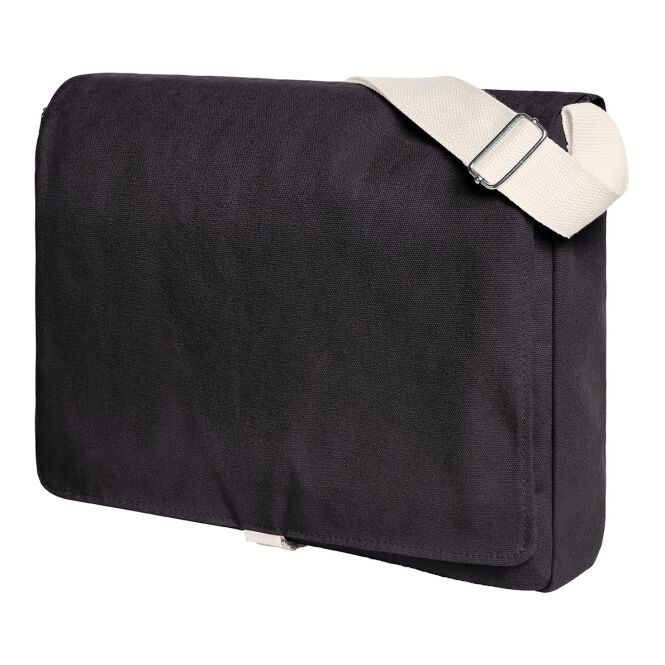 Kundengeschenk Umhängetasche HALFAR® LIKE – schwarz – mit Logodruck für A4 Unterlagen, funktionaler Messenger für den Firmenauftritt