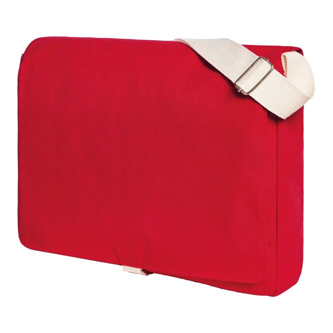 Firmengeschenk Umhängetasche HALFAR® LIKE – rot – mit Logodruck für A4 Unterlagen, idealer Messenger für den Firmenauftritt
