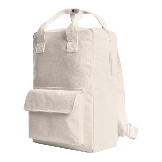Kundengeschenk Rucksack HALFAR® LIKE – hellgrau – mit Logodruck, Metall-Accessoires, 2-Wege-Reißverschluss, perfekt für Firmenauftritt