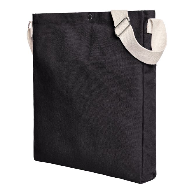 Firmengeschenk Shopper HALFAR® LIKE – schwarz – mit Logodruck, geräumiges DIN A4 Hauptfach, idealer Werbeartikel für den Firmenauftritt