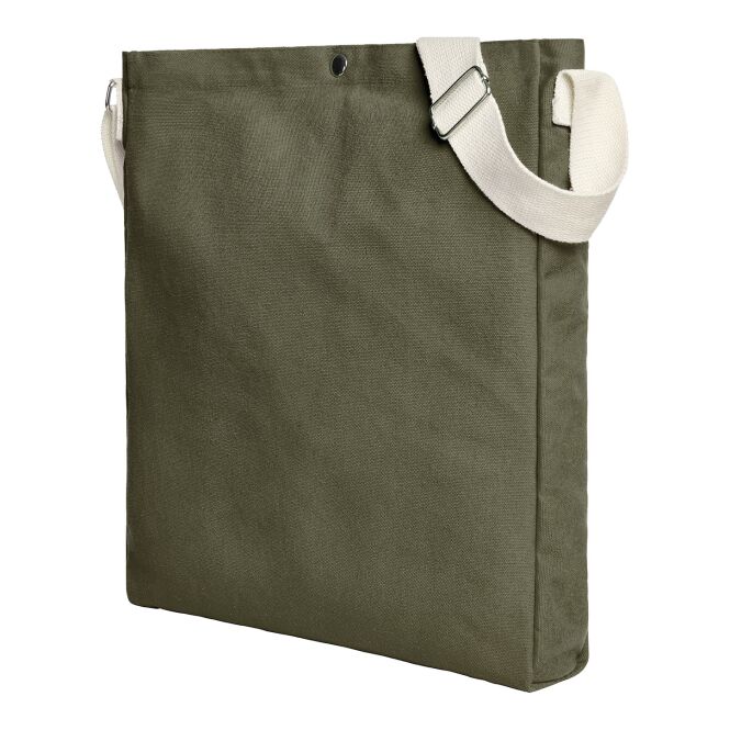Mitarbeitergeschenk Shopper HALFAR® LIKE – olivgrün – mit Logodruck, geräumiges DIN A4 Hauptfach, praktischer Baumwoll-Tragetasche