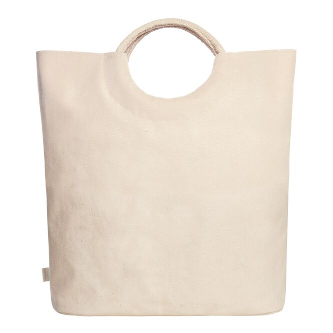 Kundengeschenk Shopper HALFAR® SUNNY – hellgrau – mit Logodruck, geräumiges Hauptfach, große Tragetasche für Messen & Events