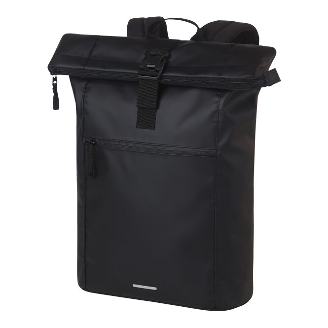 Mitarbeitergeschenk Rucksack Halfar KURIER – schwarz – mit Logodruck, gepolstertes Notebookfach, perfekt für Firmenauftritt