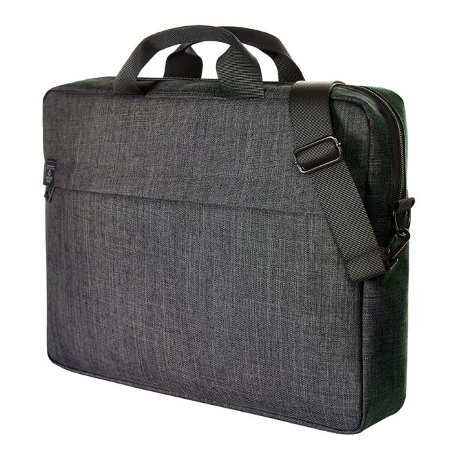 Mitarbeitergeschenk Tasche HALFAR EUROPE – grau – mit Logo bedruckt 100% rPET, gepolstertes Notebook-Fach, nachhaltiges Accessoire