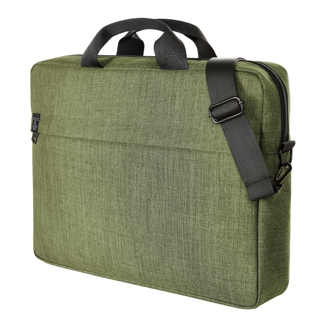 Firmengeschenk Tasche HALFAR® EUROPE – grün – mit Logo bedruckt 100% rPET gepolstertes Laptopfach nachhaltiges Accessoire für CSR