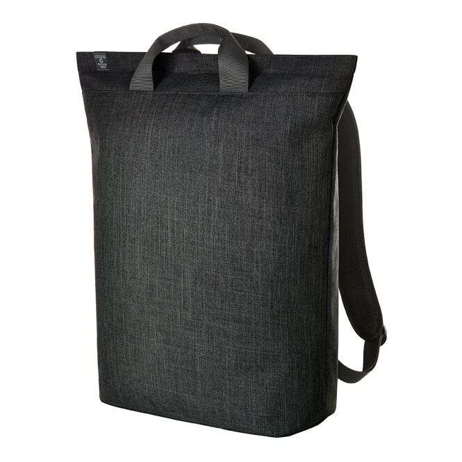 Mitarbeitergeschenk Rucksack HALFAR EUROPE – schwarz – mit Logo bedruckt aus 100% rPET nachhaltiges Business-Accessoire für CSR