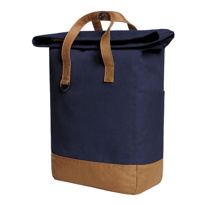 Firmengeschenk Rucksack HALFAR® LIFE – marineblau-braun – mit Logodruck, Magnetverschluss, perfekt für Firmenauftritt
