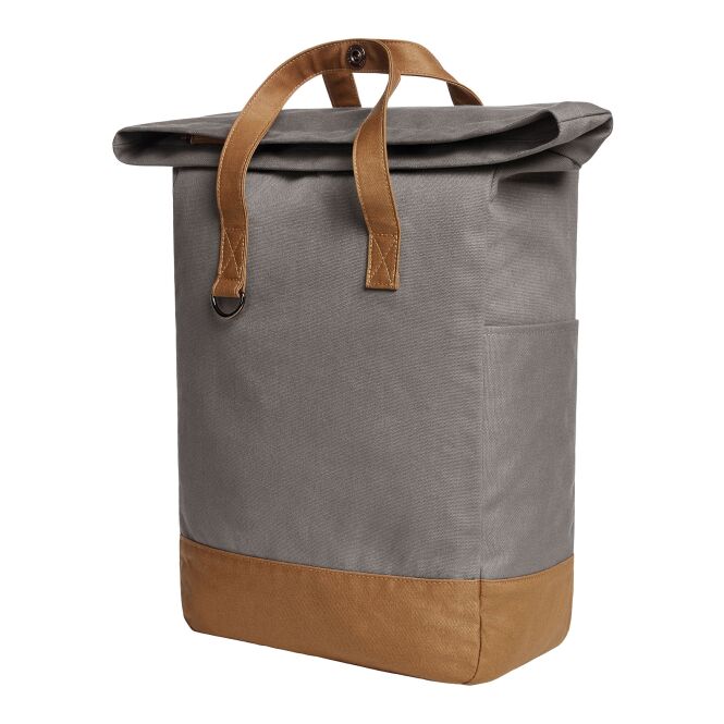 Mitarbeitergeschenk Rucksack HALFAR® LIFE – grau-braun – mit Logodruck, Magnetverschluss, perfekt für den Firmenauftritt