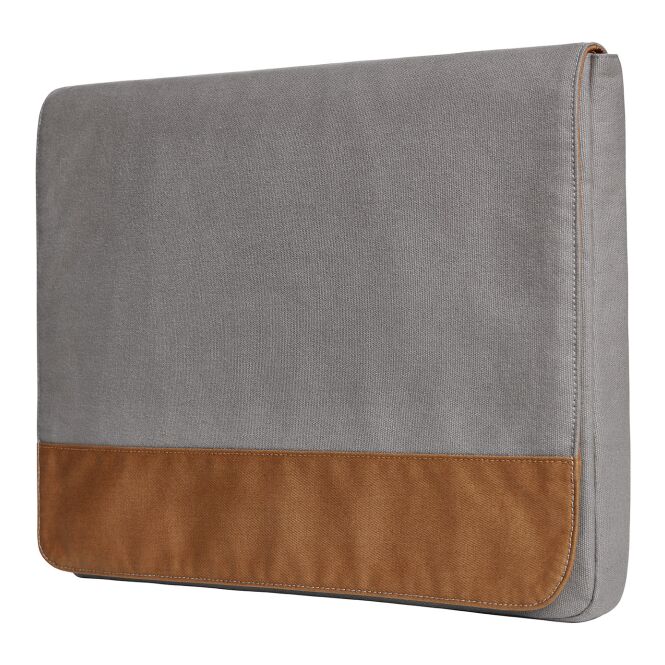 Mitarbeitergeschenk Laptoptasche HALFAR® LIFE – grau-braun – mit Logodruck für DIN A4 Unterlagen, moderne Notebooktasche
