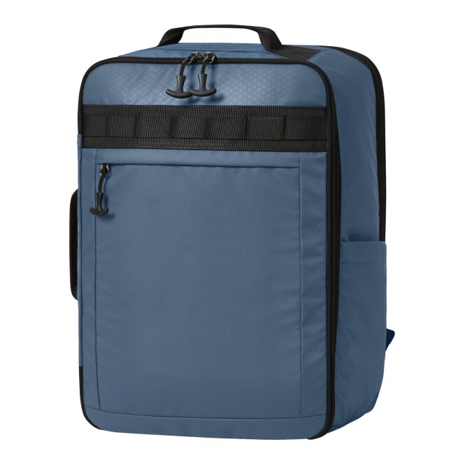 Mitarbeitergeschenk Reise-Rucksack HALFAR ACTIVE – blau – mit Logodruck für Business-Travel mit Notebookfach für Firmenauftritt