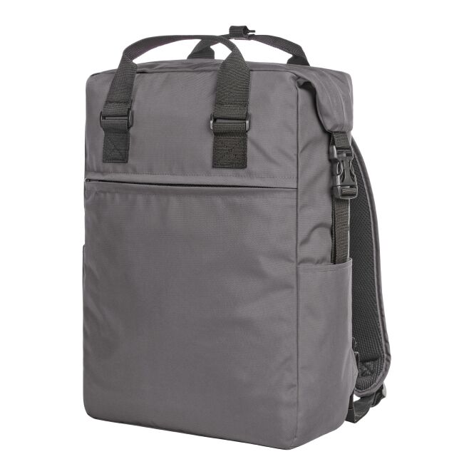 Firmengeschenk Rucksack HALFAR® DAILY – anthrazit – mit Logodruck, großer Shopper mit Organizer, idealer Business-Begleiter