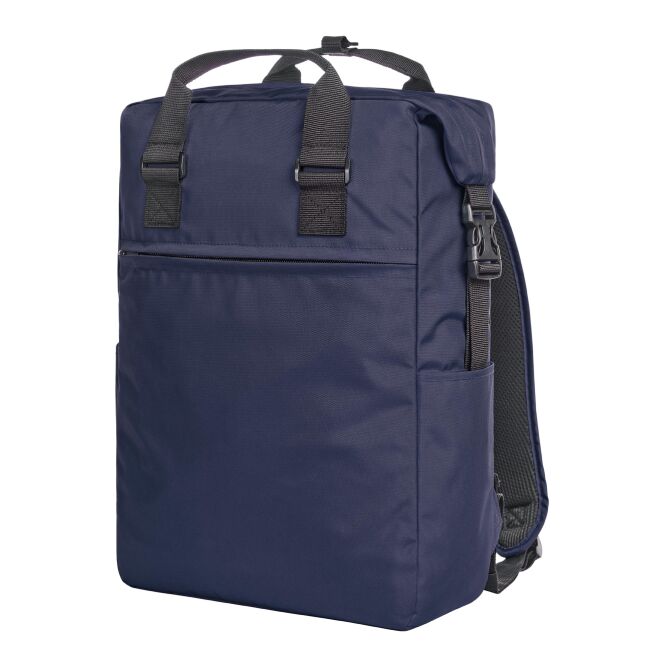 Firmengeschenk Rucksack HALFAR® DAILY – marineblau – mit Logodruck, großer Shopper mit Organizer, idealer Business-Begleiter