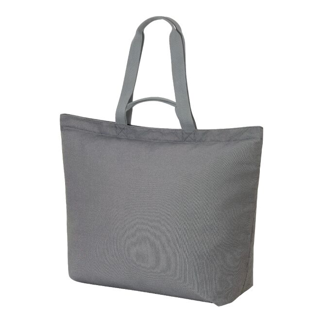 Mitarbeitergeschenk Shopper HALFAR BIG – grau – mit Logodruck faltbarer Kühlkorb mit Reißverschluss für den Firmenauftritt