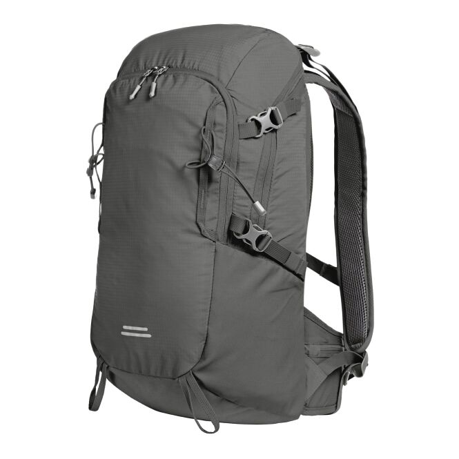 Mitarbeitergeschenk Rucksack HALFAR® OUTDOOR – anthrazit – mit Logodruck, aus rPET, modern, gepolstert, Weekender für den Firmenauftritt