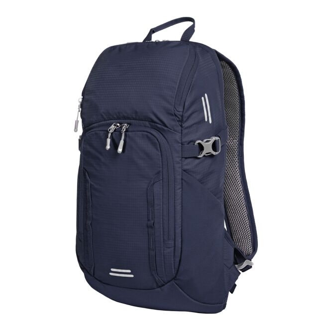 Mitarbeitergeschenk Rolltop-Rucksack HALFAr® Daypack OUTDOOR – marineblau – mit Logodruck, gepolstertes Tragesystem, für Messen