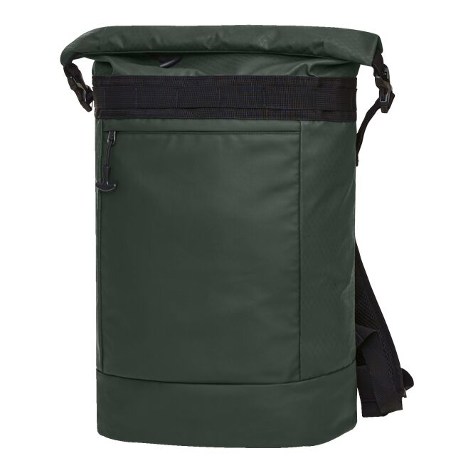 Mitarbeitergeschenk Rucksack HALFAR ACTIVE – dunkelgrün – mit Logodruck gepolstert mit Trolley-Schlaufe für den Firmenauftritt