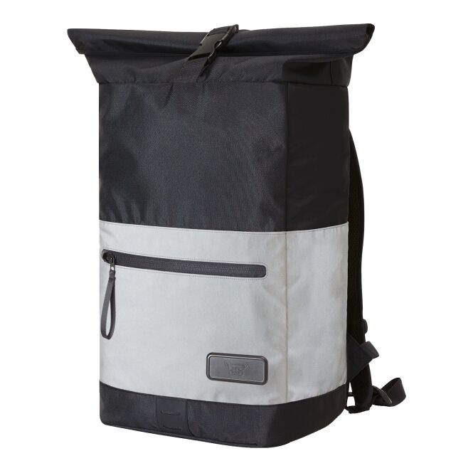 Mitarbeitergeschenk Rucksack HALFAR® REFLEX M – schwarz – mit Logodruck gepolsterte Laptoptasche ideal für Messen & Events
