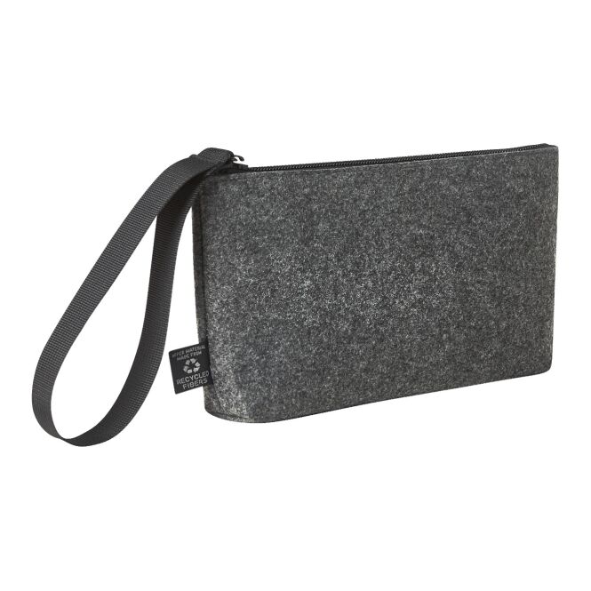 Firmengeschenk Tasche Halfar ModernClassic – anthrazit – mit Logodruck aus 100% recyceltem Filz, inkl. Handschlaufe, nachhaltiges Accessoire