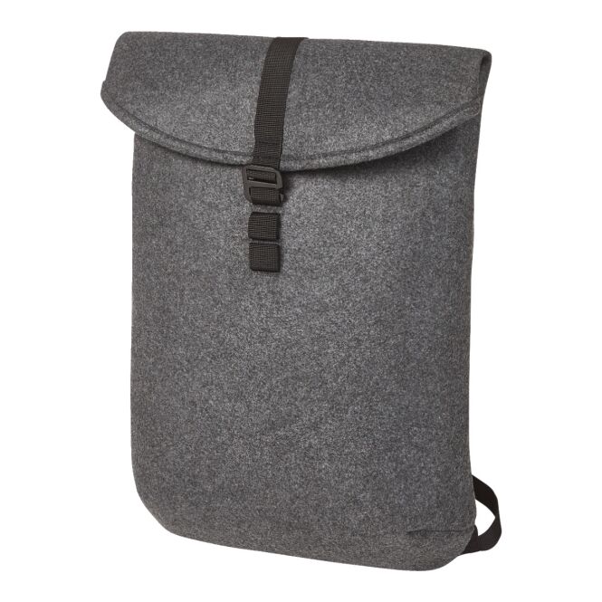 Mitarbeitergeschenk Rucksack HALFAR® ModernClassic – anthrazit – mit Logodruck, recycelter Filz, gepolstertes Fach für Business