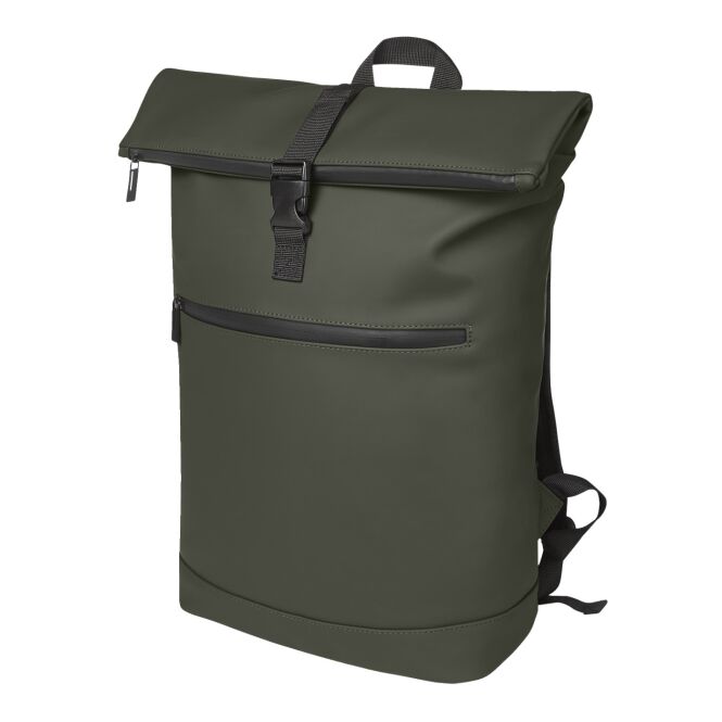 Mitarbeitergeschenk Laptop-Rucksack HALFAR PURE – olivgrün – mit Logodruck gepolstertes Notebookfach urbaner Business-Tasche