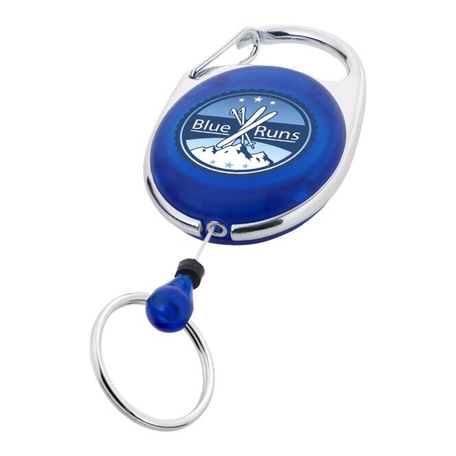 Werbeartikel Gerlos Schlüsselanhänger mit Rollerclip – blau – mit 48h Express-Druck – 6,8x3,5x0,7cm als praktisches Messe-Giveaway
