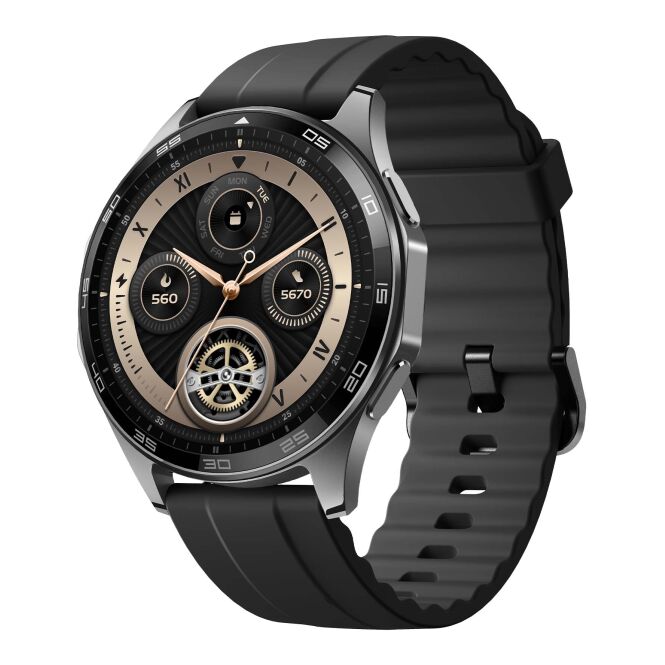 Kundengeschenk Armbanduhr Prixton SWB33 – schwarz – mit Logo bedruckt AMOLED Display GPS Multisportmodus eleganter Zeitmesser