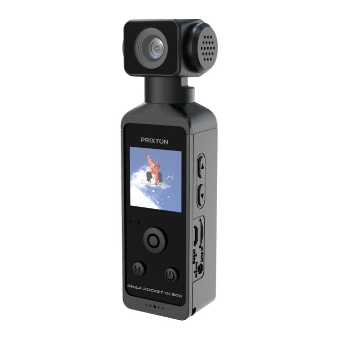Mitarbeitergeschenk Digitalkamera Prixton Snap DC600 – schwarz – mit Logo bedruckt, 50 MP, 5K Video, 256 GB SD-Slot für Büroausstattung