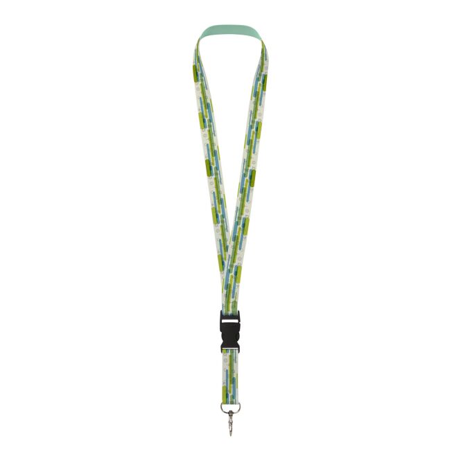 Giveaway Schlüsselband Bucks – schwarz-weiss – mit 48h Express-Sublimationsdruck 15mm aus recyceltem PET als Lanyard für Messen