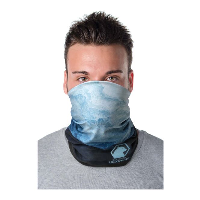 Mitarbeitergeschenk Multischal Zoya – blau – mit 48h Express-Logodruck aus 100% rPET mit Fleece-Schicht nachhaltiges Textilaccessoire