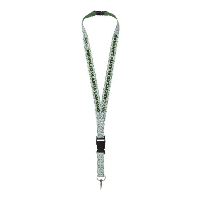 Mitarbeitergeschenk Schlüsselband Balta – schwarz-weiss – 48h Express-Logodruck 100% rPET mit Sicherheitsverschluss nachhaltiges Lanyard