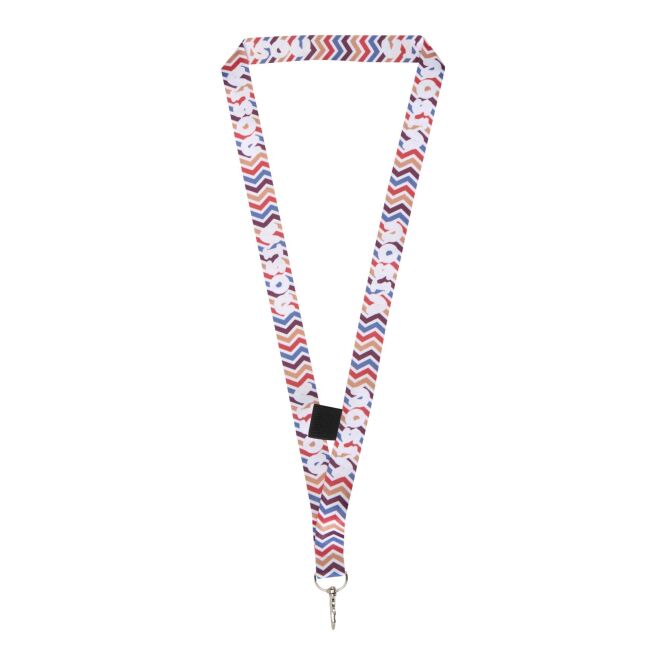 Giveaway Schlüsselband Neve – schwarz-weiss – mit Logo bedruckt 25mm mit Zusatzschlaufe als Lanyard für Messen