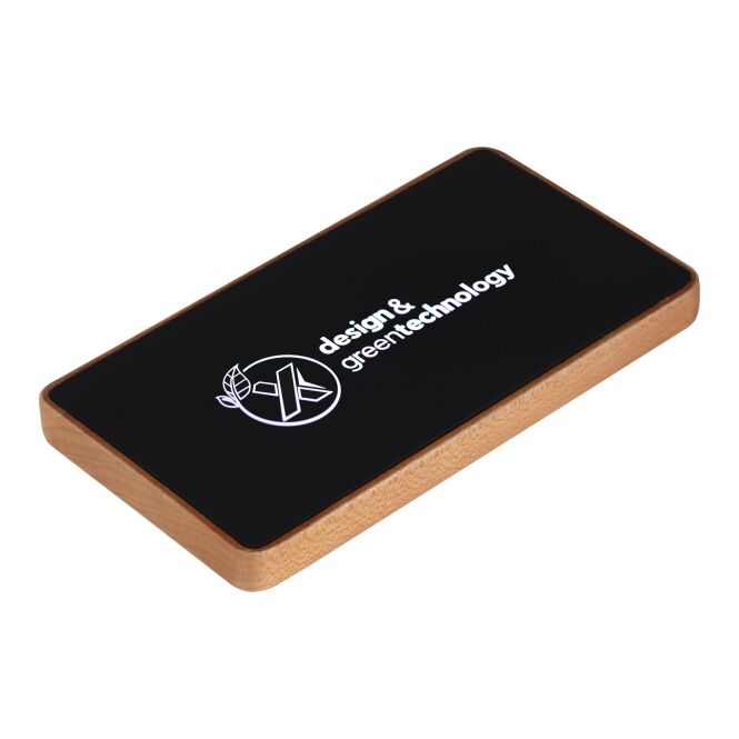 Firmengeschenk Powerbank SCX.design P35 – holz-schwarz – lasergraviert 5.000 mAh nachhaltig mit 3-in-1 Ladekabel für das Homeoffice