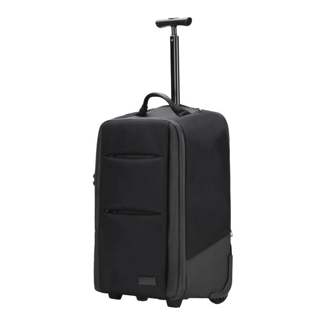 Mitarbeitergeschenk Laptoptrolley SCX.design L20 – schwarz – mit Logo bedruckt, nachhaltiges rPET für 15 Zoll Notebooks für das Mitarbeiter-Onboarding
